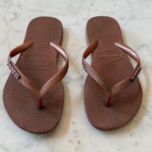 Havaianas Pink Girls Flip Flops Size 2